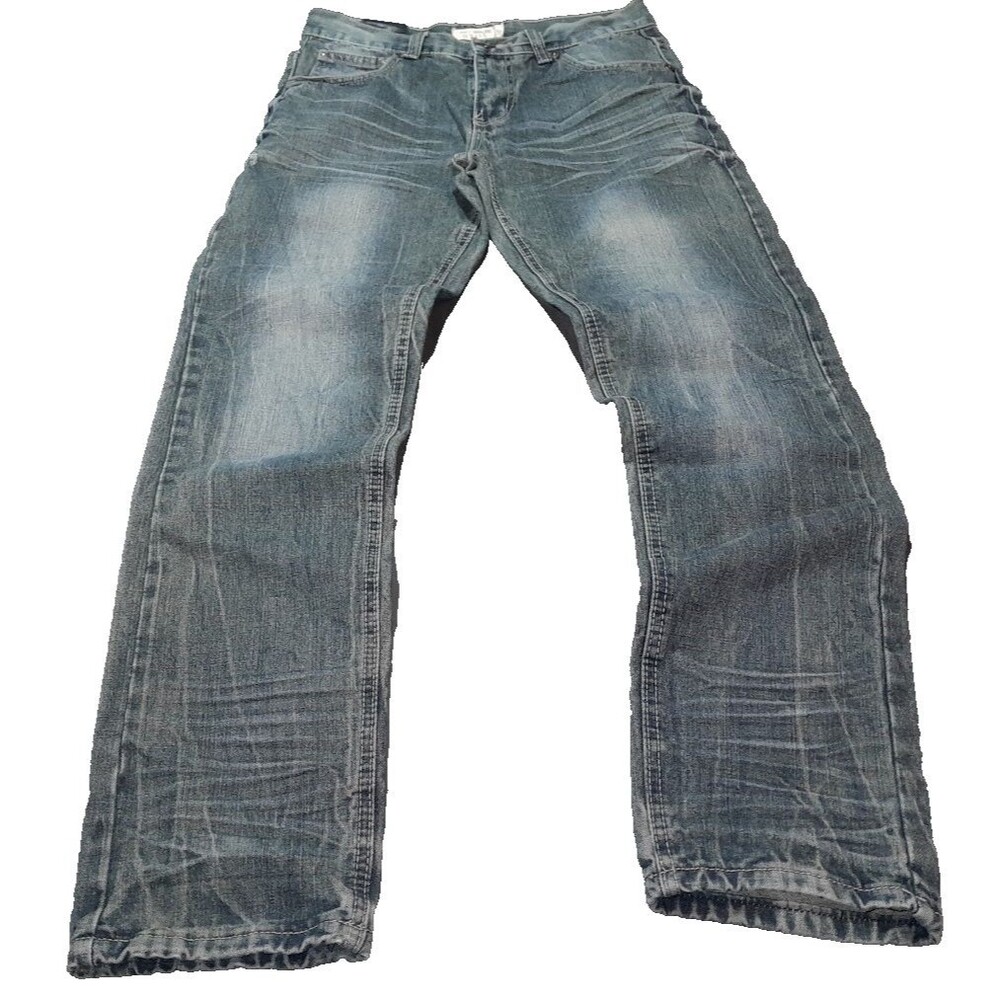 GS115 Men’s Carnaby Slim Jeans Sz 30x31 Fade Wash Thick Stitch Distressed